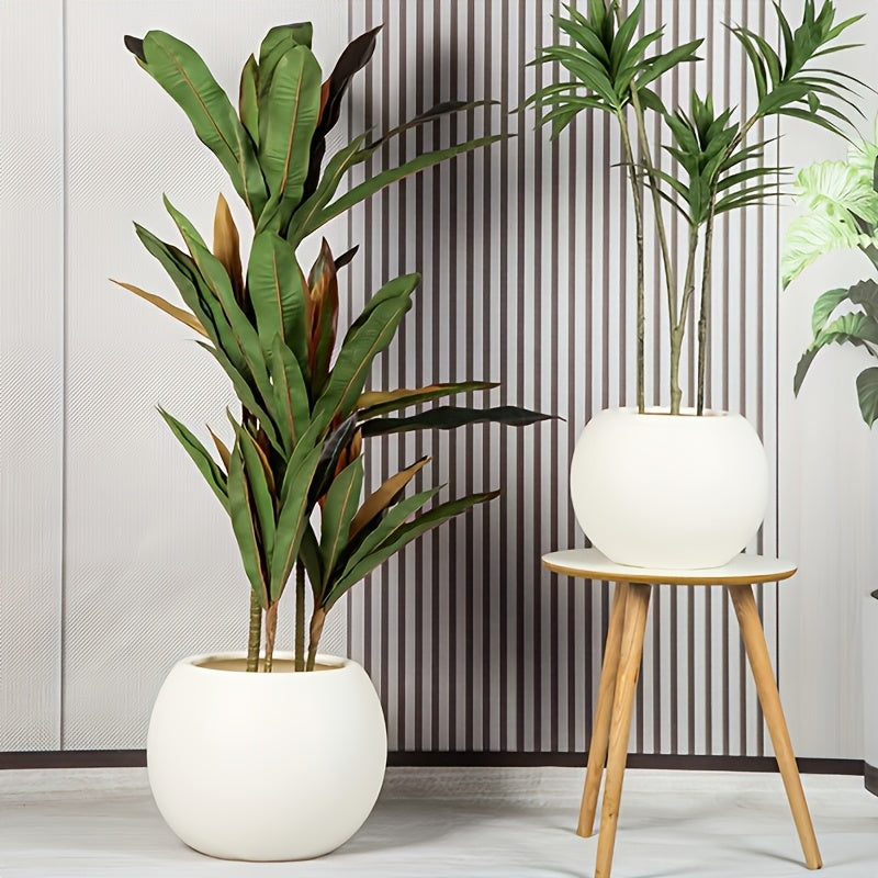 1pc Modern White Spherical Plastic Planter, 8.26in×10.62in - Ideal for Floor-to-Ceiling Artificial Plant Decoration, Stylish Home and Office Decor, Indoor Plant Potted|Minimalist Planter|Smooth Plastic Finish, Artificial Pla