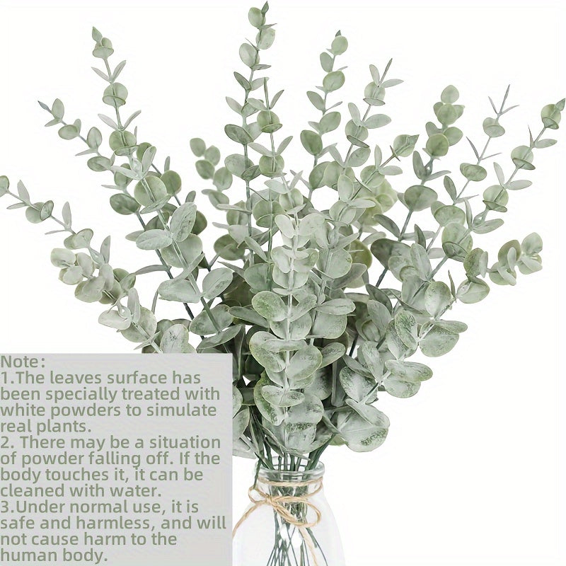 18pcs Artificial Eucalyptus Stems - Realistic Green Faux Greenery with Lifelike Leaves, 15 Inch Durable Plastic Stems for Wedding Bouquet, Home Decor, Party Centerpieces - No Maintenance, No Electricity Needed, Eucalyptus Dec