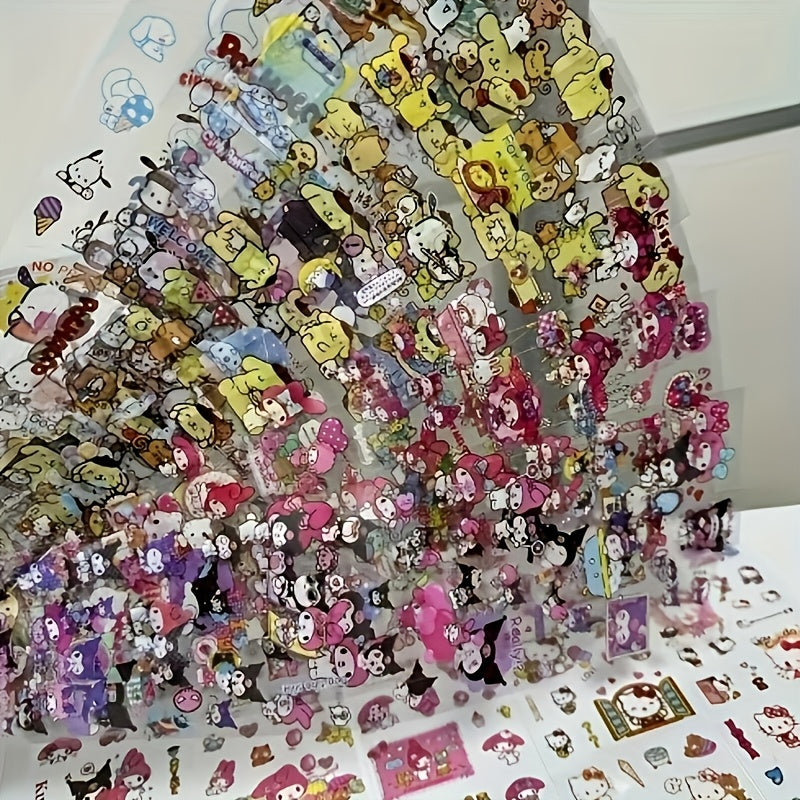 1000pcs Sanrio Stickers Cute KT Cat Long Strip PET Stickers No-Cut Decal Sticker Scrapbook Material with Fashionable INS Style, Suitable for Laptops, Mobile Phones, and Gifts
