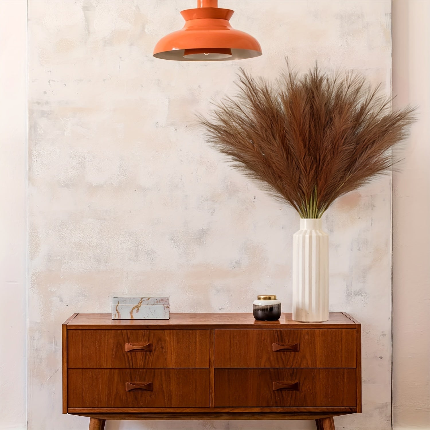 18pcs Artificial Plant Pampas Grass, 21.6in/55cm Faux Plant Vase Flower Arrangement, Fall Family Kitchen Bohemian Decoration Festival Wedding Party Decoration Atmosphere Props