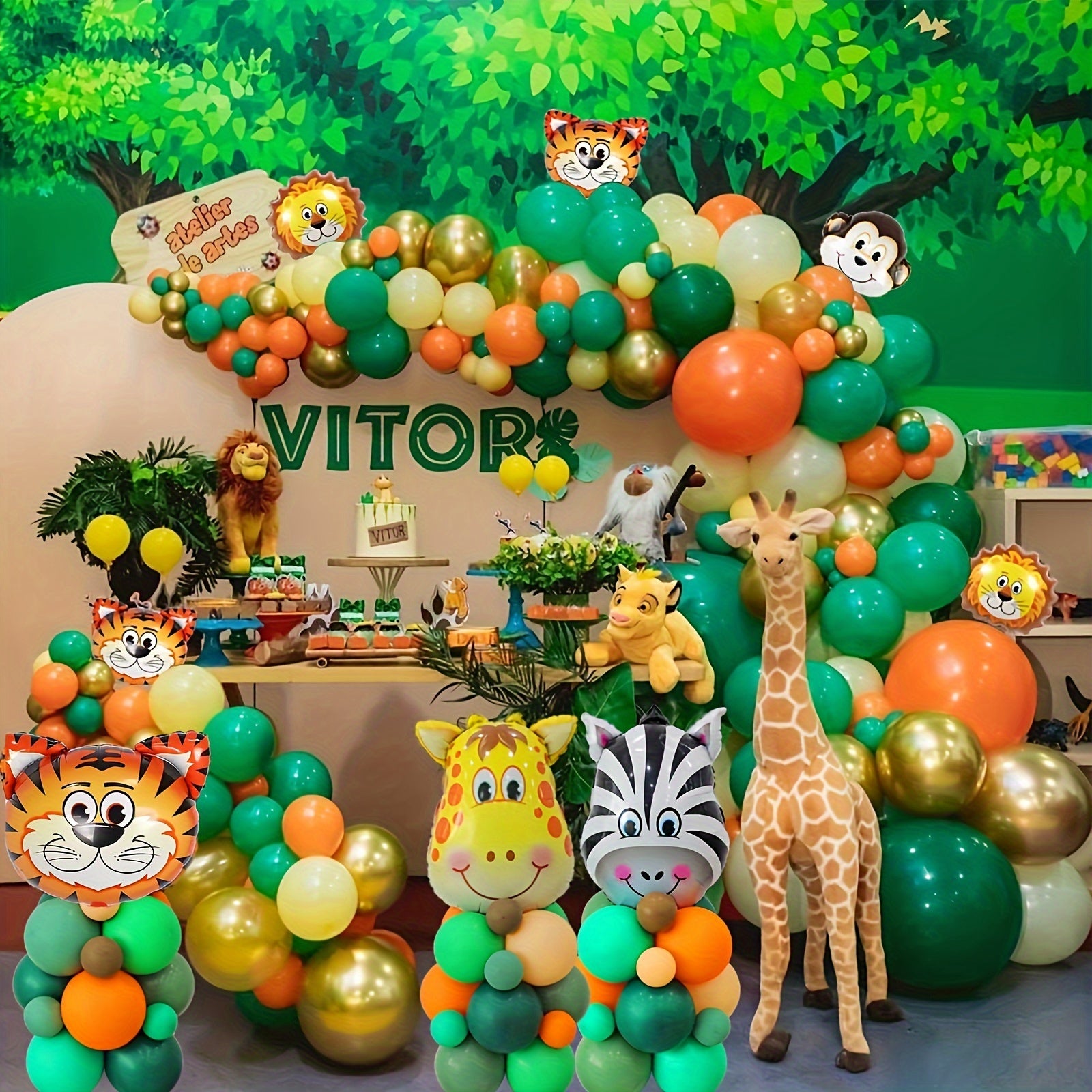 161pcs Jungle Safari Balloons Birthday Party Decorations Safari Animal Balloon Garland Arch Kit For Boys Jungle Safari Baby Shower Wild One Birthday Party Decorations