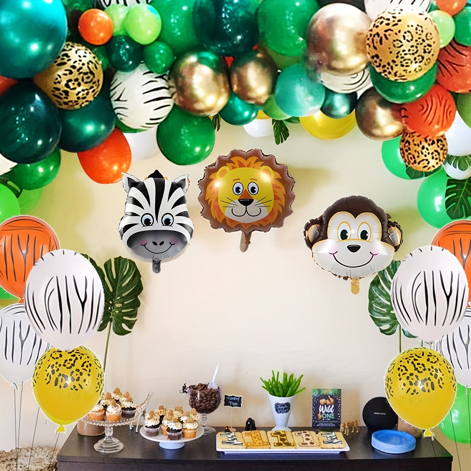 161pcs Jungle Safari Balloons Birthday Party Decorations Safari Animal Balloon Garland Arch Kit For Boys Jungle Safari Baby Shower Wild One Birthday Party Decorations