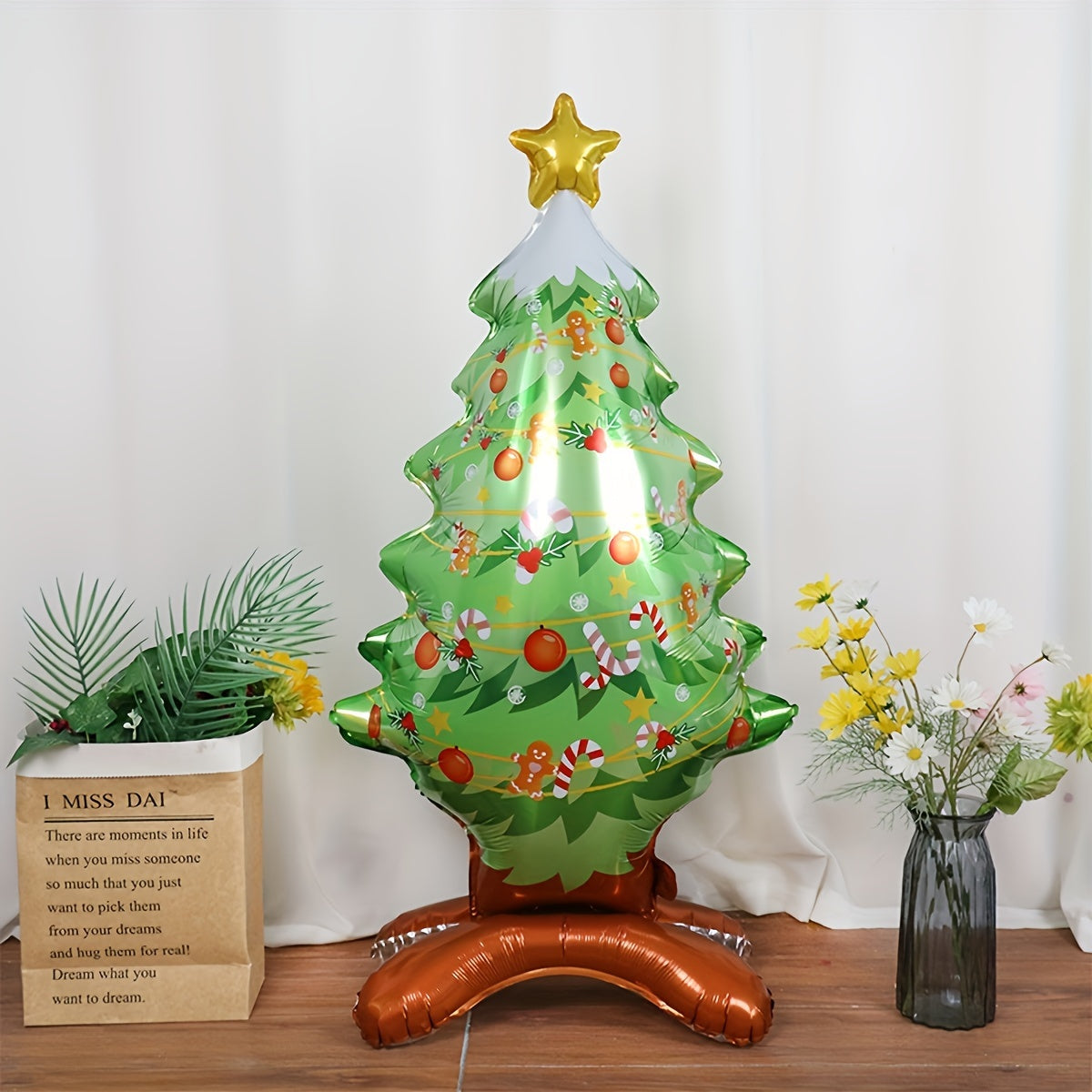 1pc/2pcs Standing Christmas Tree Aluminum Balloon, Christmas Party Decorative Supplies Santa Claus Aluminum Foil Balloon Christmas Balloon Decoration, Christmas Ornaments