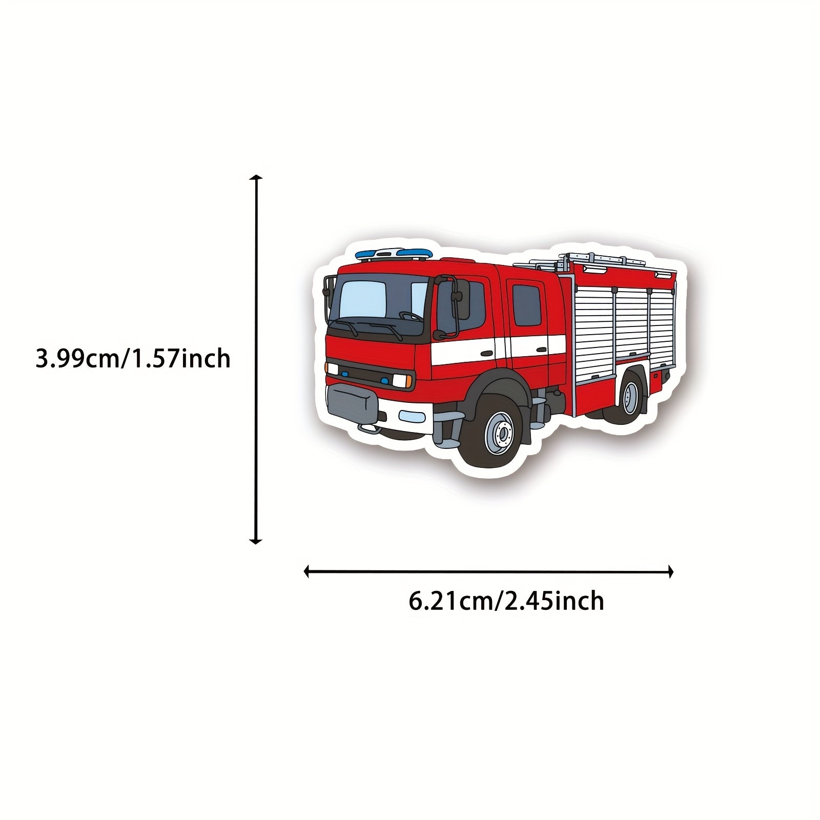 100pcs Fire Truck Vinyl Stickers, Cartoon Theme, Mixed Color, Self-Adhesive, Reusable, Glossy Finish, Irregular Shape, Crystal Embellishment, for Scrapbook, Diary, Skateboard, Water Bottle, Car Decoration, Glass Surface Recom