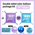 27 Pack, Blue And Purple Square Foil Balloons Wall, 19 Inch Double Sided Chrome Square Balloon Kit For Party, Princess Wedding, Anniversary, Birthday for party Decorations.