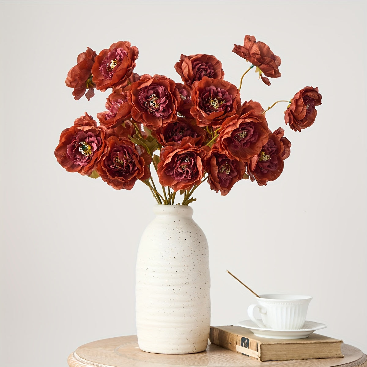 2pcs Artificial Flower Bouquet, 5 Heads Faux Snow Lotus Flower, Premium Oxidation Resistance Flower, Wedding Engagement Birthday Bridal Shower Party Decor, Table Centerpiece Arrangement, Home Office Decor Celebration Décor,