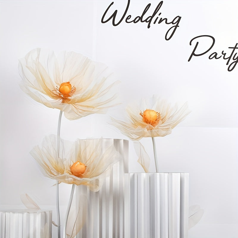 3pcs Realistic Artificial Poppy Flower Bouquet, 3-Piece Set for Wedding, Ceremony, Home Decor, Photo Prop, Farmhouse Style