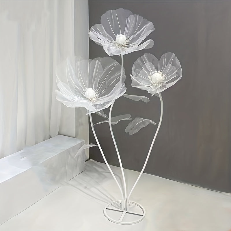 3pcs Realistic Artificial Poppy Flower Bouquet, 3-Piece Set for Wedding, Ceremony, Home Decor, Photo Prop, Farmhouse Style