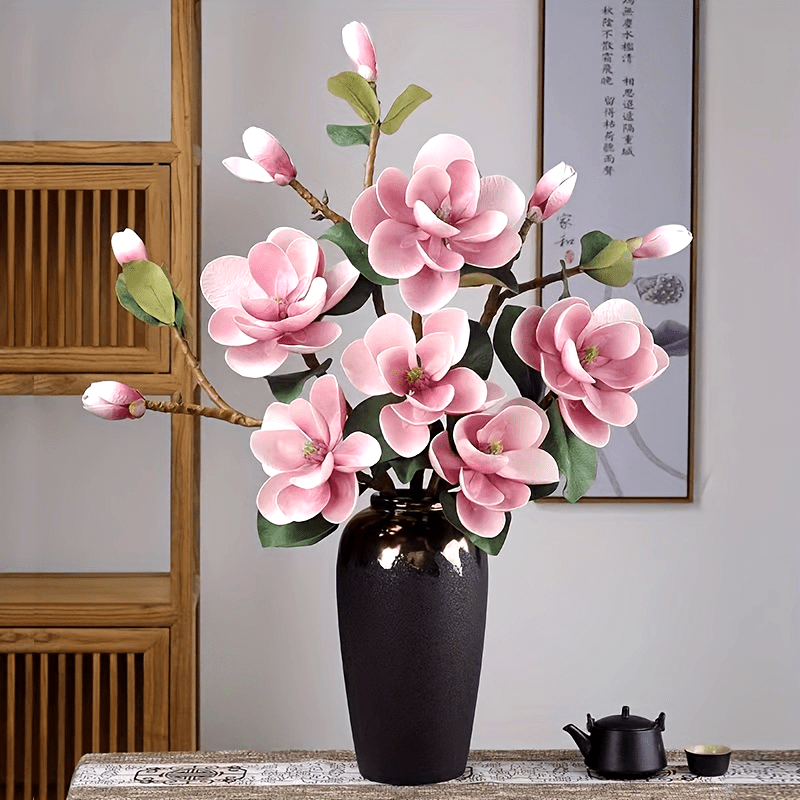 1pc European Style Magnolia Flower Branch - Artificial Flower Arrangement for Living Room, Bedroom, and Outdoor Garden Decor - Perfect Valentine's Day Gift