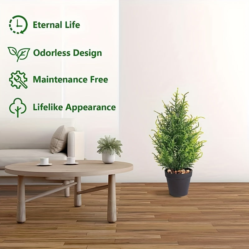 1/2pcs, 17-Inch Artificial Pine Christmas Tree, Realistic Simulation Tree for Indoor/Outdoor Decor, Wedding & Party Supplies