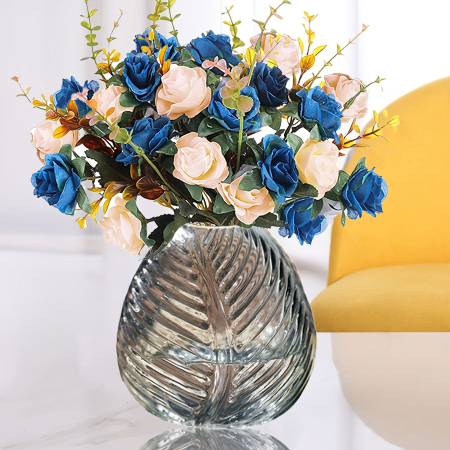 A Set of Artificial Roses with a Golden Ceramic Decorative Vase, Including a Small Vase, Two Bundles of Artificial Flowers, And a Flower Mat, Suitable for Decorating Dining Tables, Weddings, Bedrooms, Hotels, Restaurants, Bar