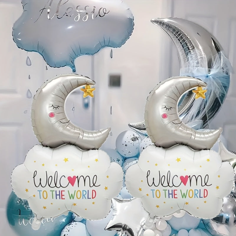 1/2pcs Large Cloud Moon Balloon, Birthday Party Atmosphere Decoration, Gathering Event Prop, Indoor and Outdoor Room Decor, Halloween Decorations, Christmas Decorations, Halloween Foil Balloons, Reusable Balloon Garland, Deco