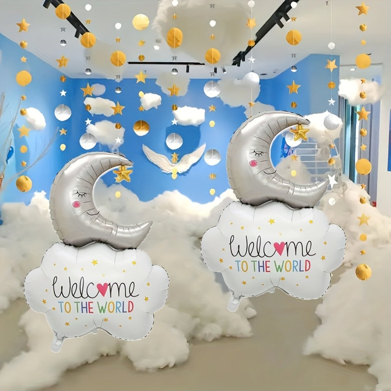 1/2pcs Large Cloud Moon Balloon, Birthday Party Atmosphere Decoration, Gathering Event Prop, Indoor and Outdoor Room Decor, Halloween Decorations, Christmas Decorations, Halloween Foil Balloons, Reusable Balloon Garland, Deco