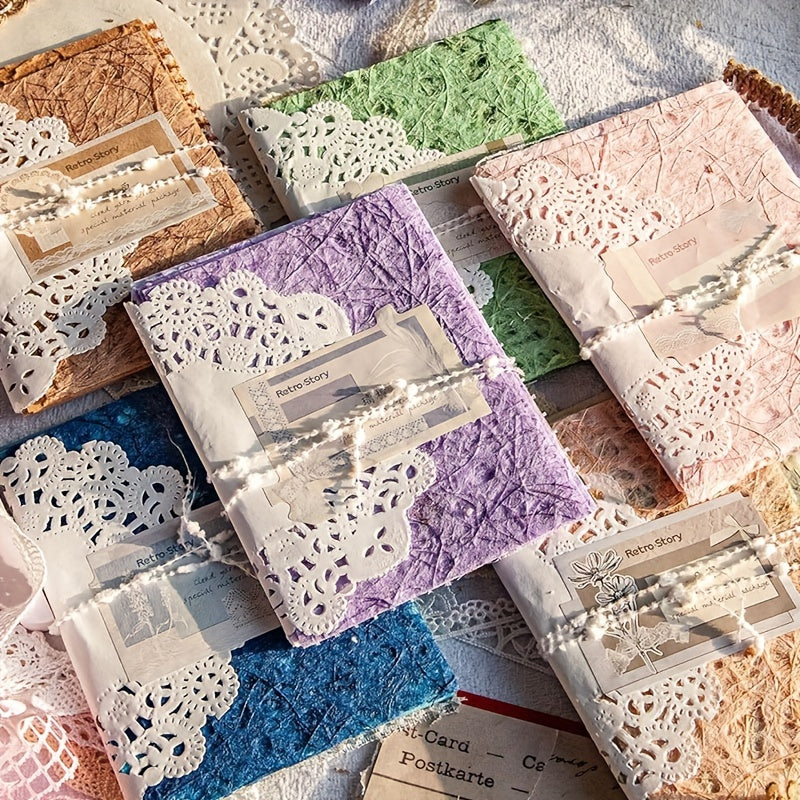 1 set 96 Sheets of Textured Scrapbook Paper and Mesh Bric-a-Brac Set, 6pcs Mixed Specialty Papers, Suitable for Scrapbooking Supplies, Garbage Diary Stickers, Collage Card Decorations