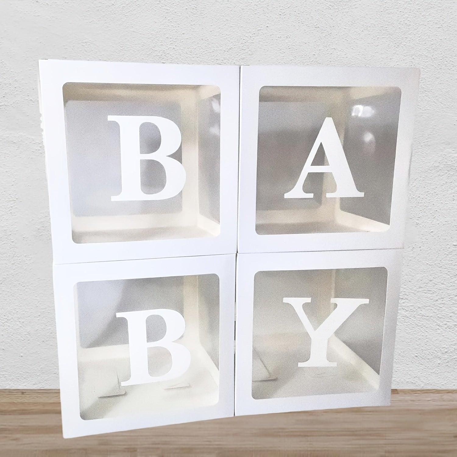 9.85-Inch White Transparent Youngsters Letter Gift Box - Elegant Square Balloon Box for Youngsters Showers, Birthdays & Gender Reveals (Balloons Not Included), Celebration Decoration | Modern Gift Box | Paperboard Constructio