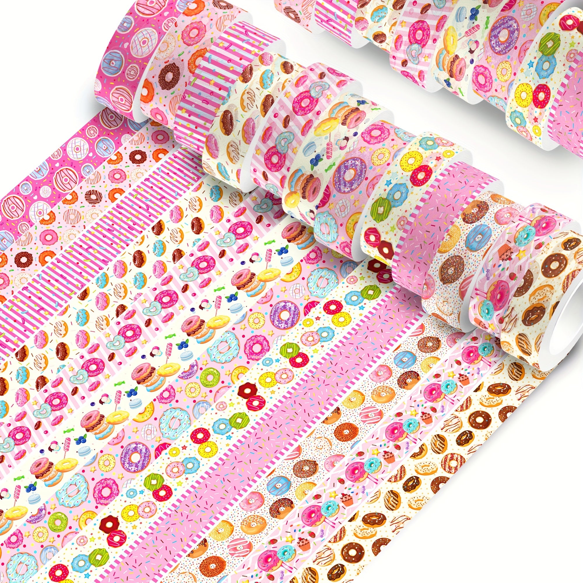 12 Rolls Sweet Donuts Washi Tape Masking Tape Decorative Paper Sticker for Scrapbook Journal DIY Craft Gift Wrapping