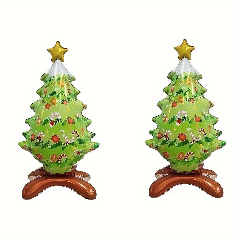 1pc/2pcs Standing Christmas Tree Aluminum Balloon, Christmas Party Decorative Supplies Santa Claus Aluminum Foil Balloon Christmas Balloon Decoration, Christmas Ornaments