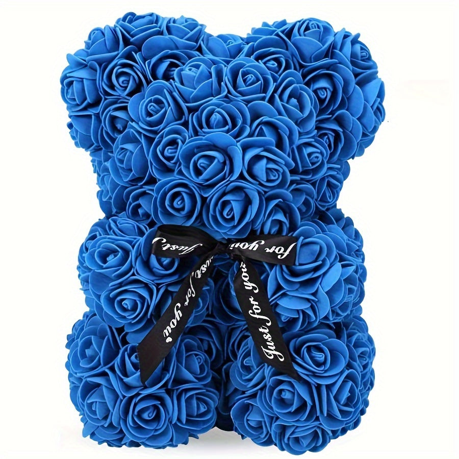 1pc, Artificial Rose Bear 9.84inch Artificial Foam Flower Terry Bear, Rose Bear Gifts For Mother Grandmother On Mother's Day, Perfect Gift For Valentine's Day, Anniversary, Wedding, Creative Gift For Birthday Christmas