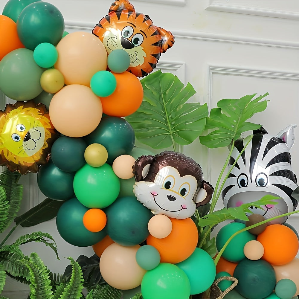 161pcs Jungle Safari Balloons Birthday Party Decorations Safari Animal Balloon Garland Arch Kit For Boys Jungle Safari Baby Shower Wild One Birthday Party Decorations