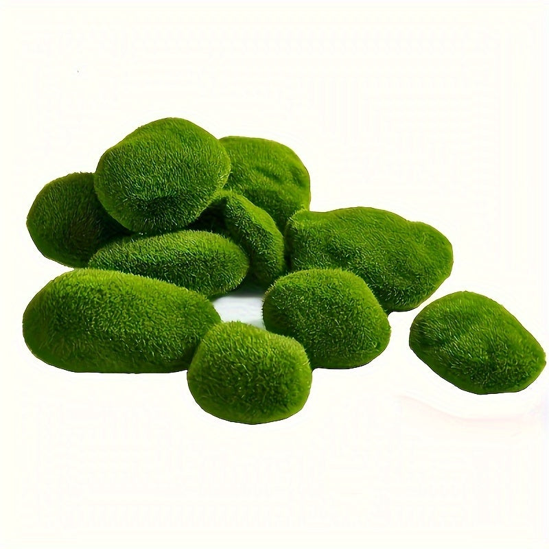 40pcs 4 Sizes Artificial Moss Rock Decorations Set - Realistic Green Moss Balls, Stones, and Covering Stones for Flower Arrangement, Garden, Handicraft, and Eid Al-Adha Decor - Perfect for DIY Projects and Home Decoration