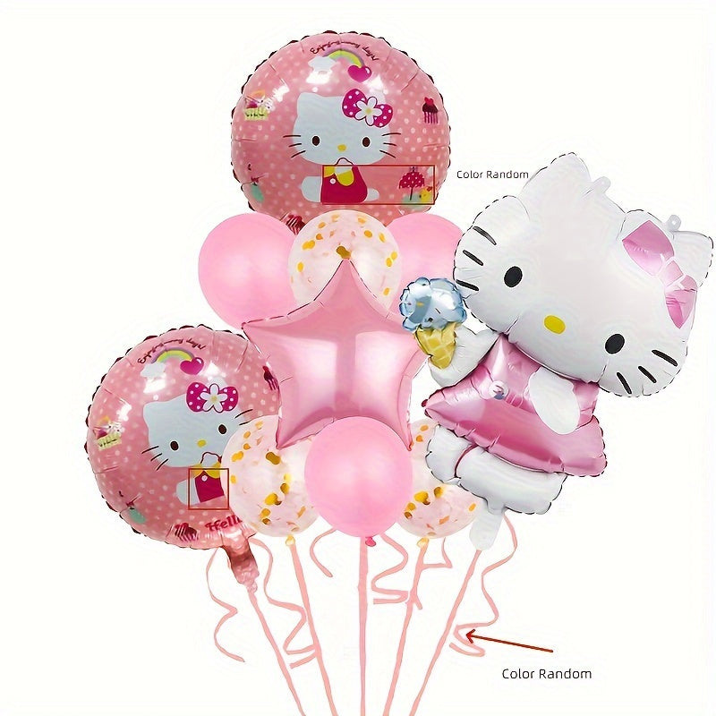 10pcs Vibrant Hello Kitty Balloon Set - Dazzling Golden Metallic & Soft Pastel Macaron Colors, Inflatable, Reusable, and Long-Lasting - Perfect for Birthday, Anniversary, Graduation, Wedding Celebrations and Themed Parties