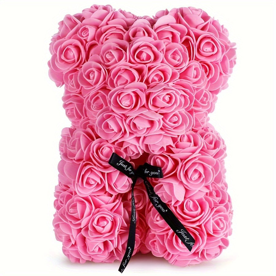 1pc, Artificial Rose Bear 9.84inch Artificial Foam Flower Terry Bear, Rose Bear Gifts For Mother Grandmother On Mother's Day, Perfect Gift For Valentine's Day, Anniversary, Wedding, Creative Gift For Birthday Christmas
