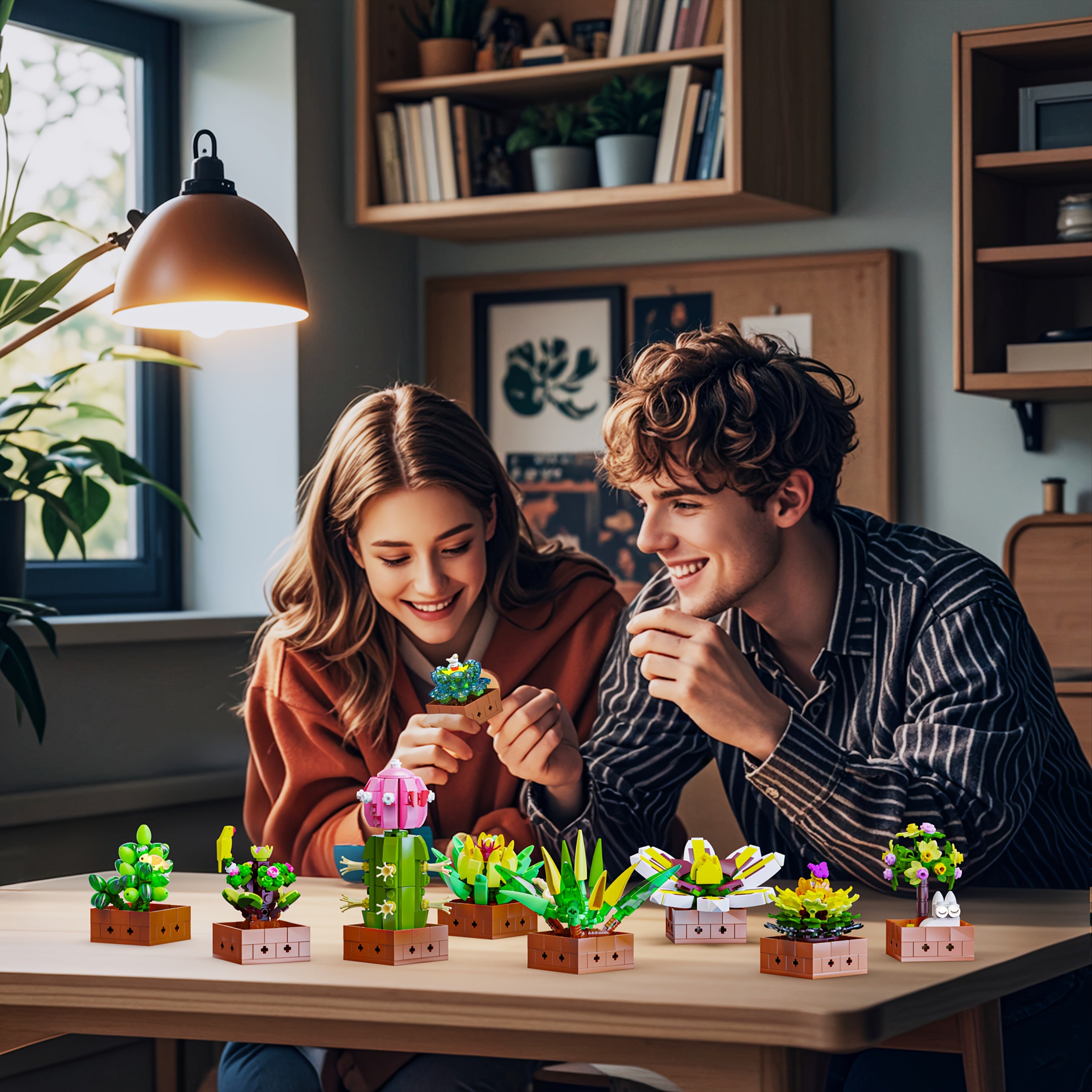 9 Succulents Plants Building Set, Flowers Botanical Collection Bonsai Artificial Plant Set Building Blocks Toy for Home House Decor Birthday Housewarming Gift for Adults Women