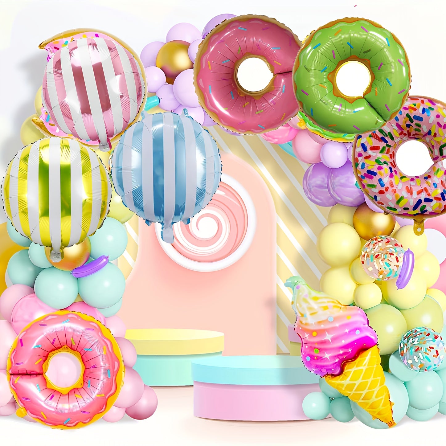 11pcs Large Donut Foil Balloons, Big Polyester Film Donuts for Kids' Birthday Party and Wedding Decorations - Cute Donut and Candy Shapes, Perfect for Children's Parties to Provide Great Decoration Effects, Donut-Themed Celeb