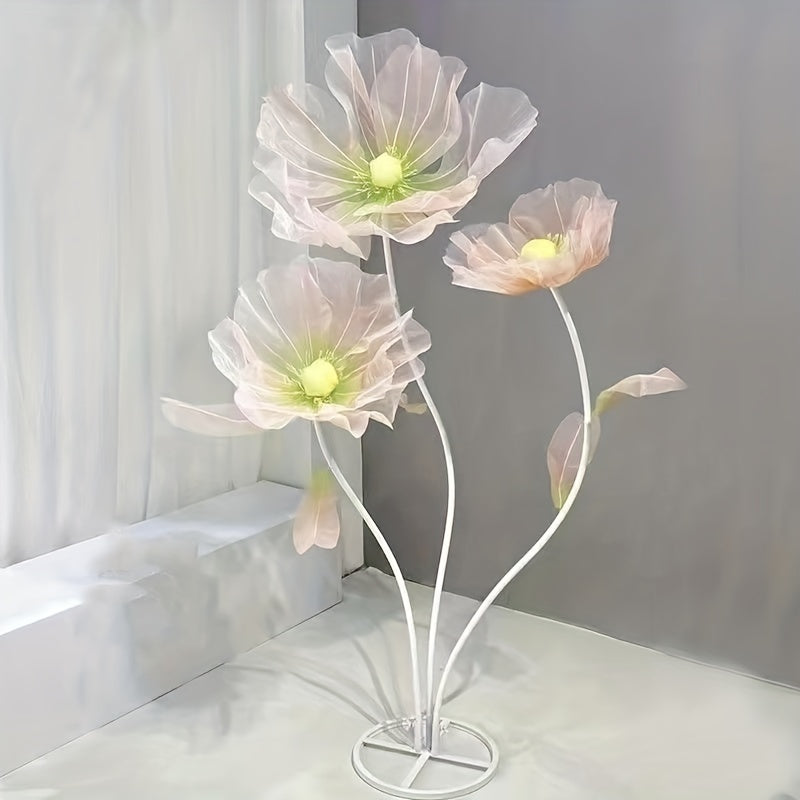 3pcs Realistic Artificial Poppy Flower Bouquet, 3-Piece Set for Wedding, Ceremony, Home Decor, Photo Prop, Farmhouse Style