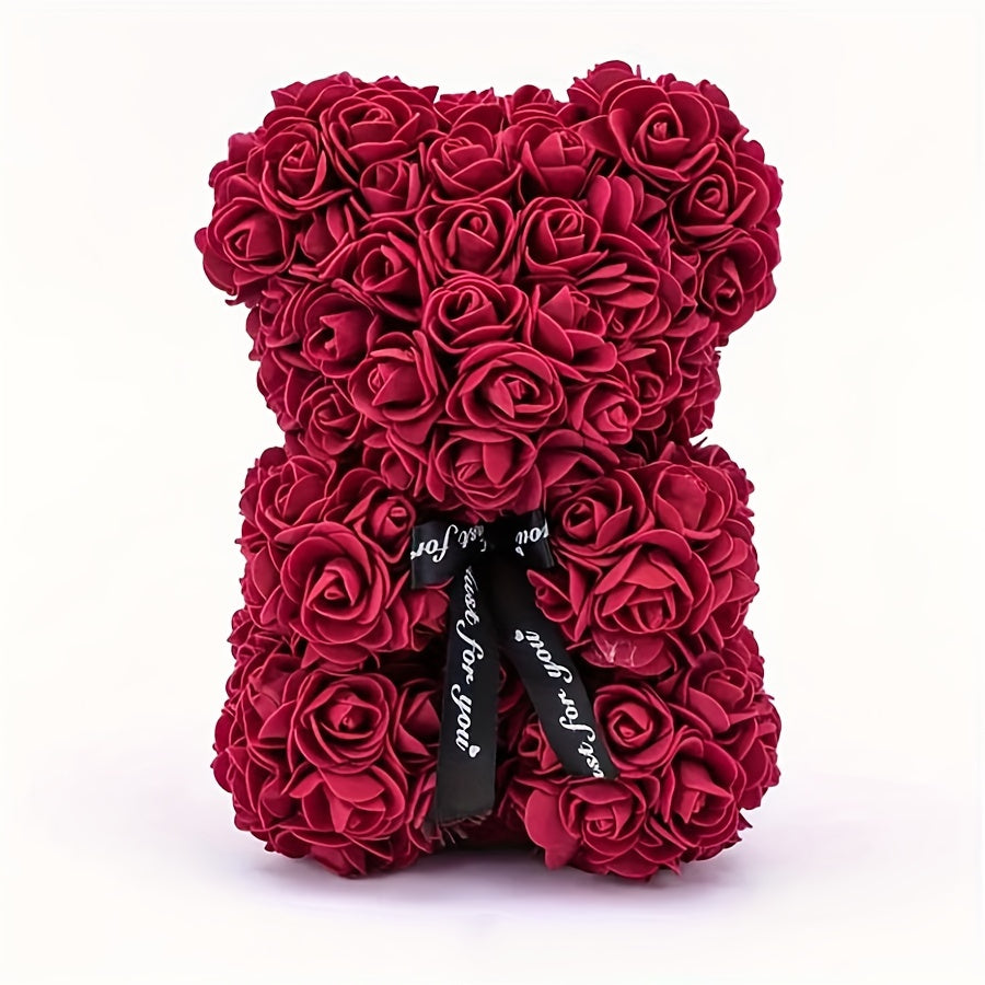 1pc, Artificial Rose Bear 9.84inch Artificial Foam Flower Terry Bear, Rose Bear Gifts For Mother Grandmother On Mother's Day, Perfect Gift For Valentine's Day, Anniversary, Wedding, Creative Gift For Birthday Christmas