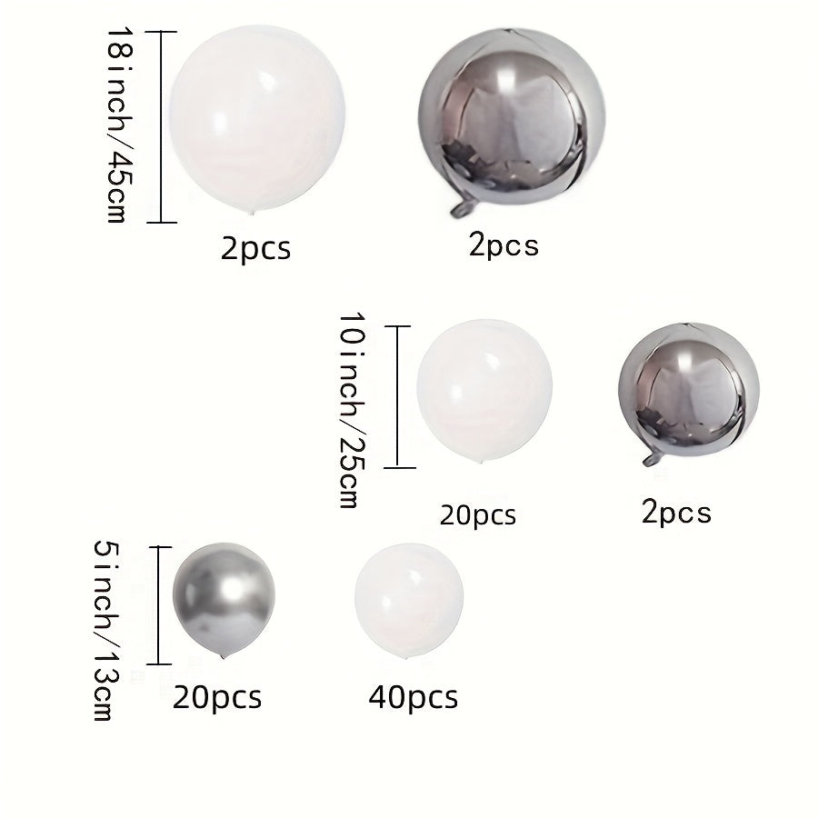 147pcs, 5/10/12/18 Inch White Silvery Confetti Latex Balloon Arch Garland For Baby Shower Birthday Party Bridal Wedding Decorations