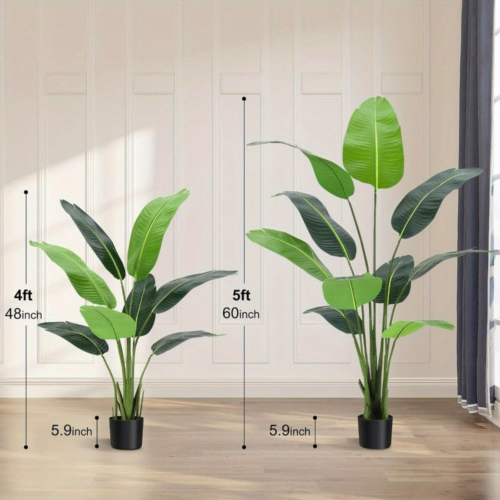 Bird of Paradise Artificial Plant, 4 Feet Faux Bird Paradise Plant Green Tropical Artificial Plants for Indoor Home Living Room and Offices Decoration
