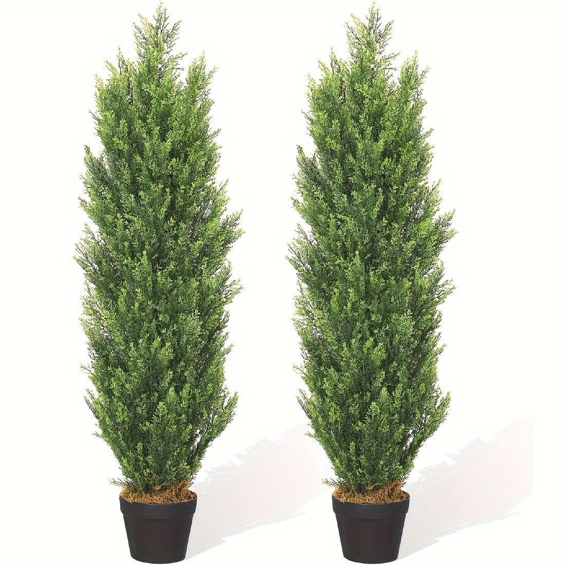 2pcs,, Simulation Cedar Tree, 5ft Tall Artificial Plant Tree, Simulation Plant, Premium Plastic Material, Home Decoration, Suitable For Yard, Living Room, Front Room, Doorway, Christmas Decoration