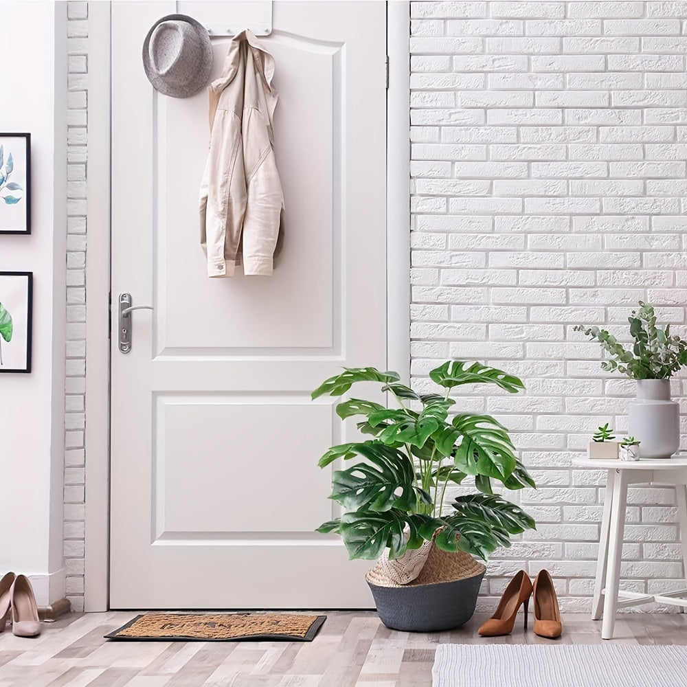 1pc Artificial Palm Tree Leaves Plant - Greenery Fake Tropical Plants, Artificial Monstera Tree Faux Fake Palm Fronds Plant - Plastic - Suitable for Spring Summer St. Patrick's Day Easter Decor - For Living Room Bedroom Home