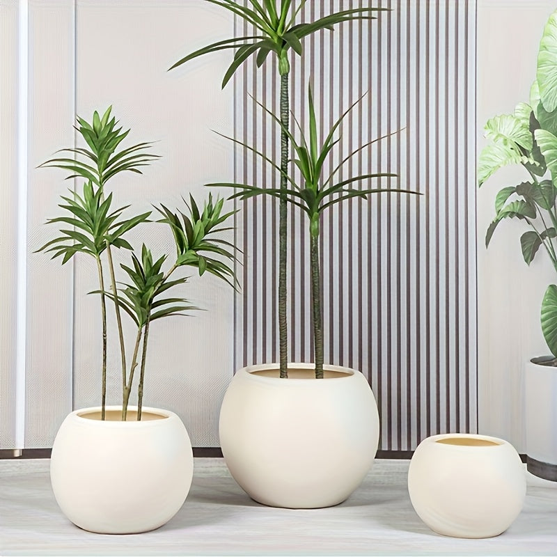 1pc Modern White Spherical Plastic Planter, 8.26in×10.62in - Ideal for Floor-to-Ceiling Artificial Plant Decoration, Stylish Home and Office Decor, Indoor Plant Potted|Minimalist Planter|Smooth Plastic Finish, Artificial Pla