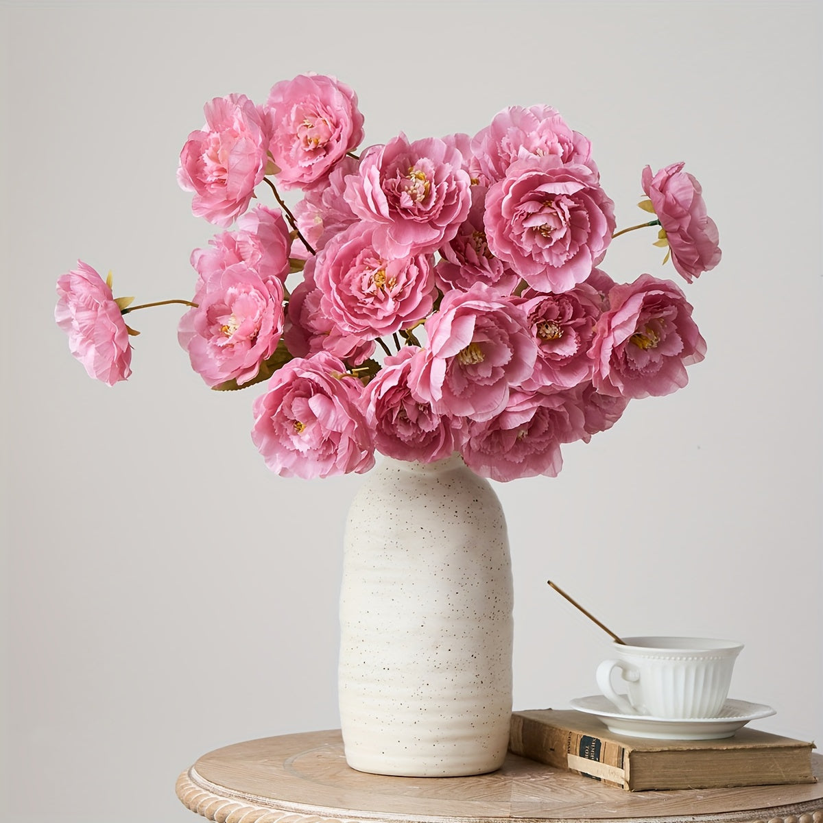 2pcs Artificial Flower Bouquet, 5 Heads Faux Snow Lotus Flower, Premium Oxidation Resistance Flower, Wedding Engagement Birthday Bridal Shower Party Decor, Table Centerpiece Arrangement, Home Office Decor Celebration Décor,