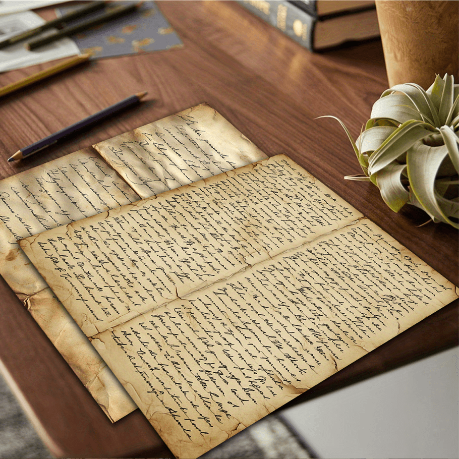 108 Vintage Handwritten Letter Scrapbook Paper, Decorative Paper Suitable for Handmade Grunge Diary Background Decoration And Other Scenes