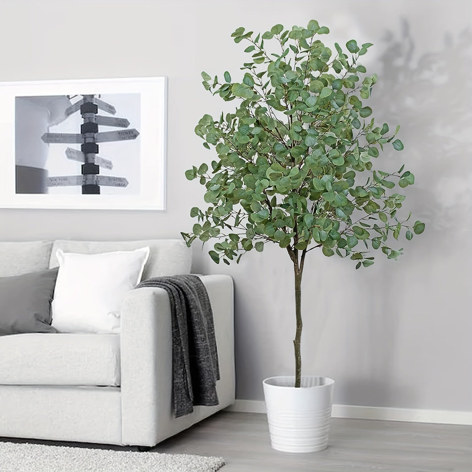 6ft Artificial Eucalyptus Tree in Pot, Faux Indoor Plant for Home & Office Decor, All-Season Fabric Tree for Various Room Types, Perfect for Birthday, Anniversary, Housewarming, New Year, Floor Placement, No Electricity Neede