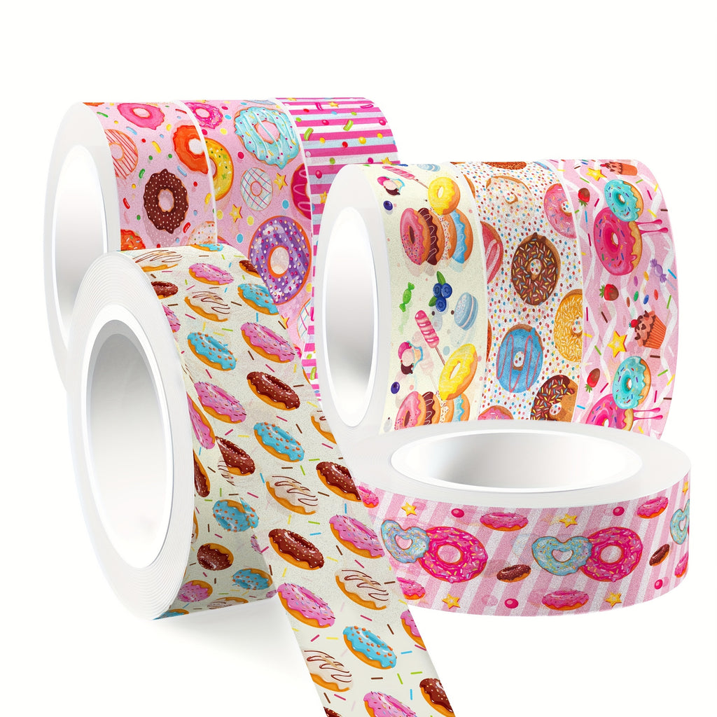 12 Rolls Sweet Donuts Washi Tape Masking Tape Decorative Paper Sticker for Scrapbook Journal DIY Craft Gift Wrapping