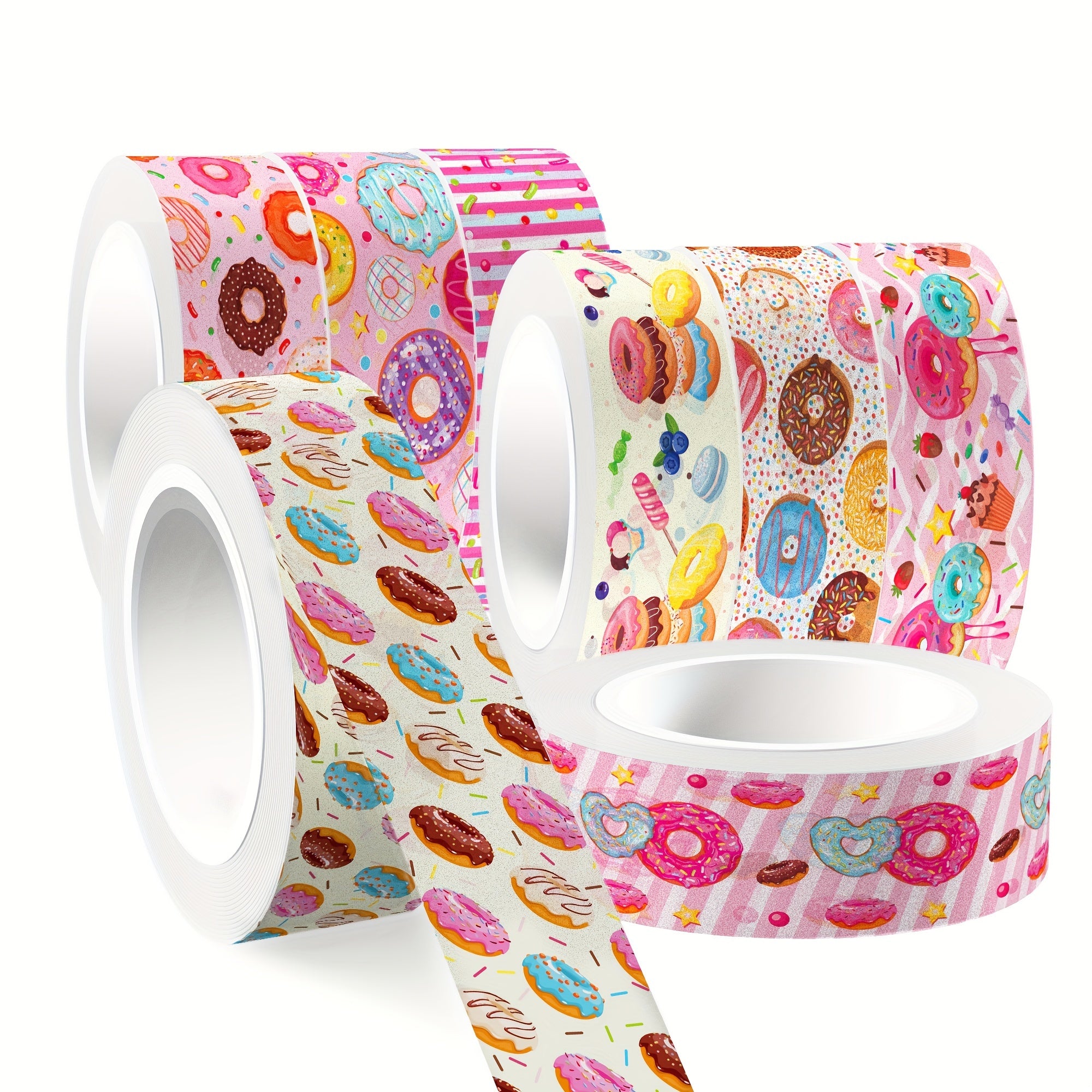 12 Rolls Sweet Donuts Washi Tape Masking Tape Decorative Paper Sticker for Scrapbook Journal DIY Craft Gift Wrapping