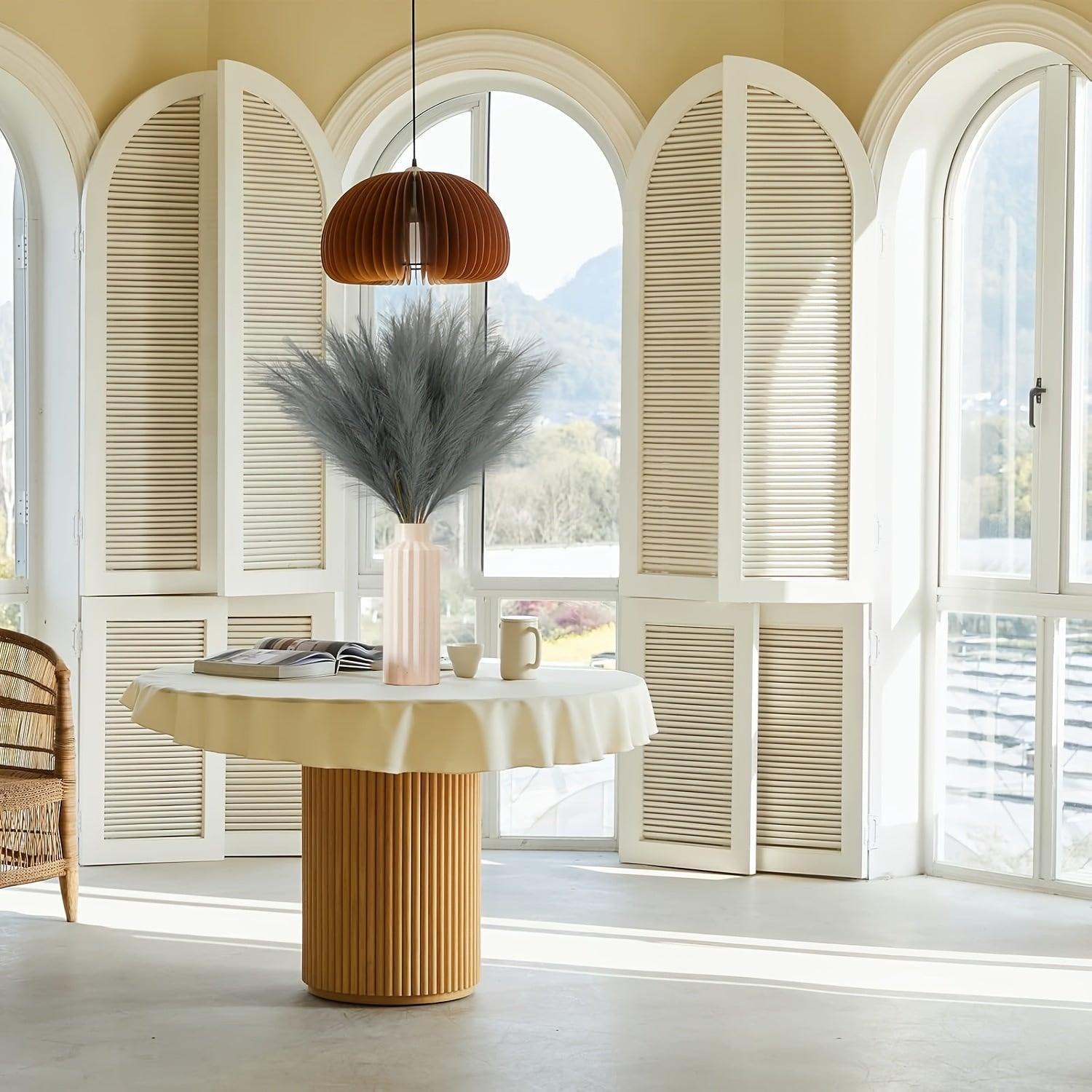 18pcs Artificial Plant Pampas Grass, 21.6in/55cm Faux Plant Vase Flower Arrangement, Fall Family Kitchen Bohemian Decoration Festival Wedding Party Decoration Atmosphere Props