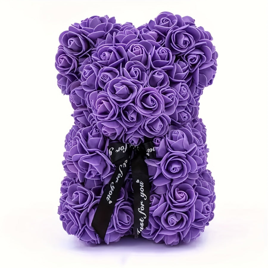 1pc, Artificial Rose Bear 9.84inch Artificial Foam Flower Terry Bear, Rose Bear Gifts For Mother Grandmother On Mother's Day, Perfect Gift For Valentine's Day, Anniversary, Wedding, Creative Gift For Birthday Christmas