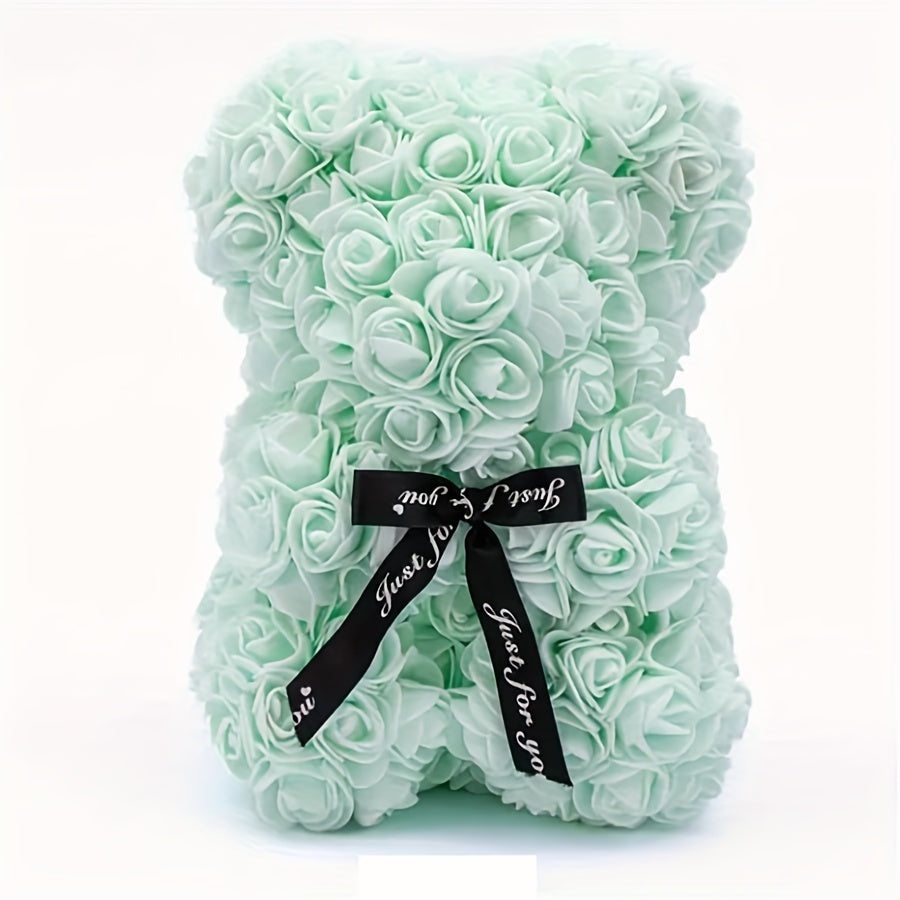 1pc, Artificial Rose Bear 9.84inch Artificial Foam Flower Terry Bear, Rose Bear Gifts For Mother Grandmother On Mother's Day, Perfect Gift For Valentine's Day, Anniversary, Wedding, Creative Gift For Birthday Christmas
