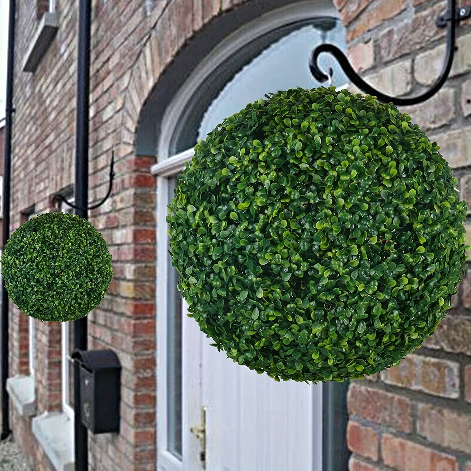 Topiary Ball Artificial Outdoor Boxwood Balls Topiary Lifelike Plants, Round Topiary For Indoor/Outdoor Decore, Sempre Verde Green 7 Inch, 11inch, 15inch, 19inch, 1 Piece