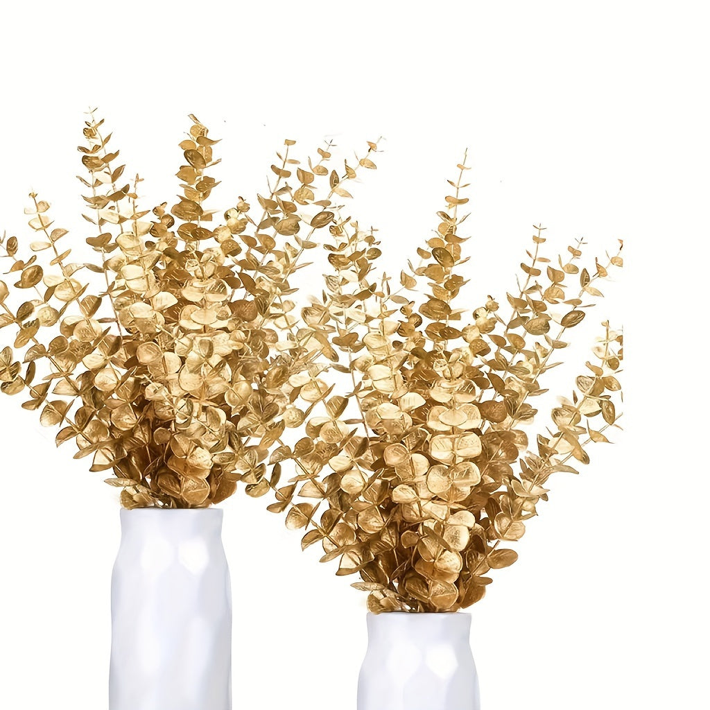 20pcs, Golden Artificial Eucalyptus Stems And Leaves For Wedding Centerpieces And Farmhouse Decor - Realistic Greenery Branches For Flower Arrangements And Home Decor