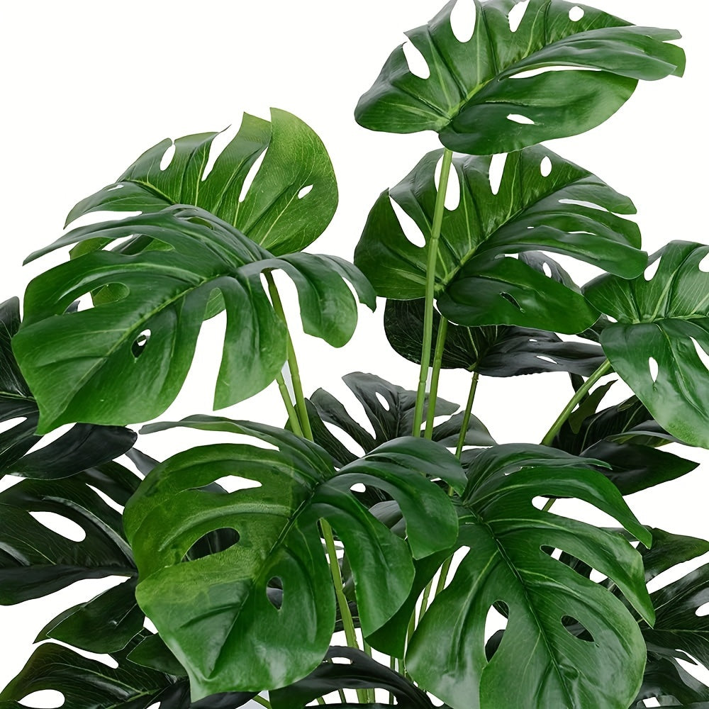 1pc Artificial Palm Tree Leaves Plant - Greenery Fake Tropical Plants, Artificial Monstera Tree Faux Fake Palm Fronds Plant - Plastic - Suitable for Spring Summer St. Patrick's Day Easter Decor - For Living Room Bedroom Home