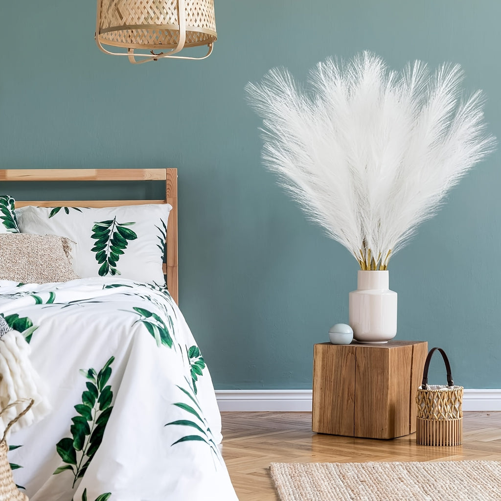 18pcs Artificial Plant Pampas Grass, 21.6in/55cm Faux Plant Vase Flower Arrangement, Fall Family Kitchen Bohemian Decoration Festival Wedding Party Decoration Atmosphere Props