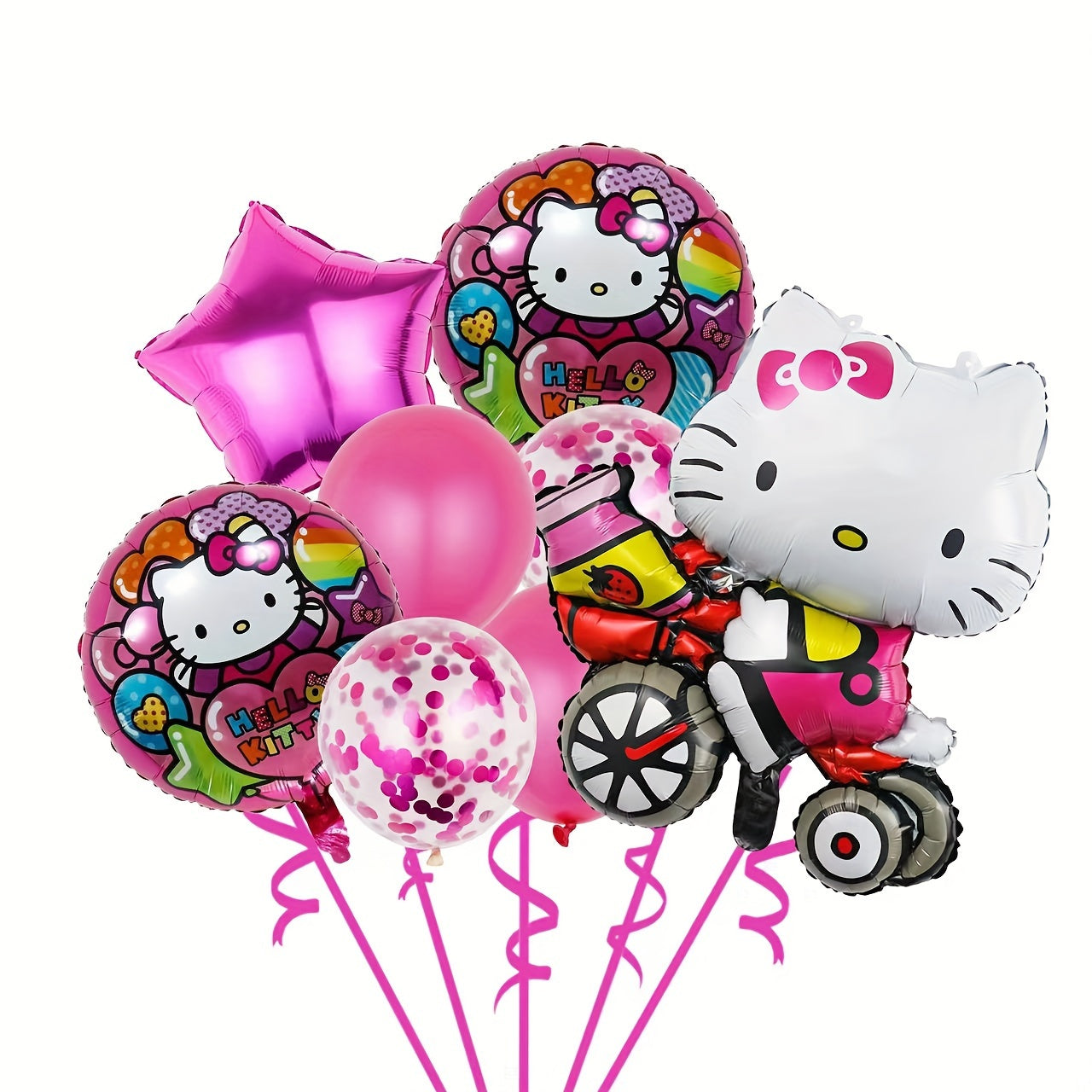 10pcs Vibrant Hello Kitty Balloon Set - Dazzling Golden Metallic & Soft Pastel Macaron Colors, Inflatable, Reusable, and Long-Lasting - Perfect for Birthday, Anniversary, Graduation, Wedding Celebrations and Themed Parties