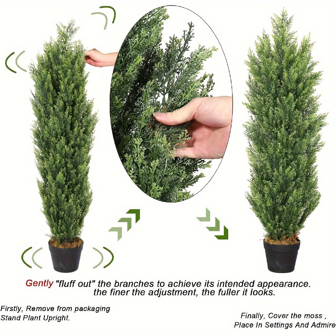 2pcs,, Simulation Cedar Tree, 5ft Tall Artificial Plant Tree, Simulation Plant, Premium Plastic Material, Home Decoration, Suitable For Yard, Living Room, Front Room, Doorway, Christmas Decoration