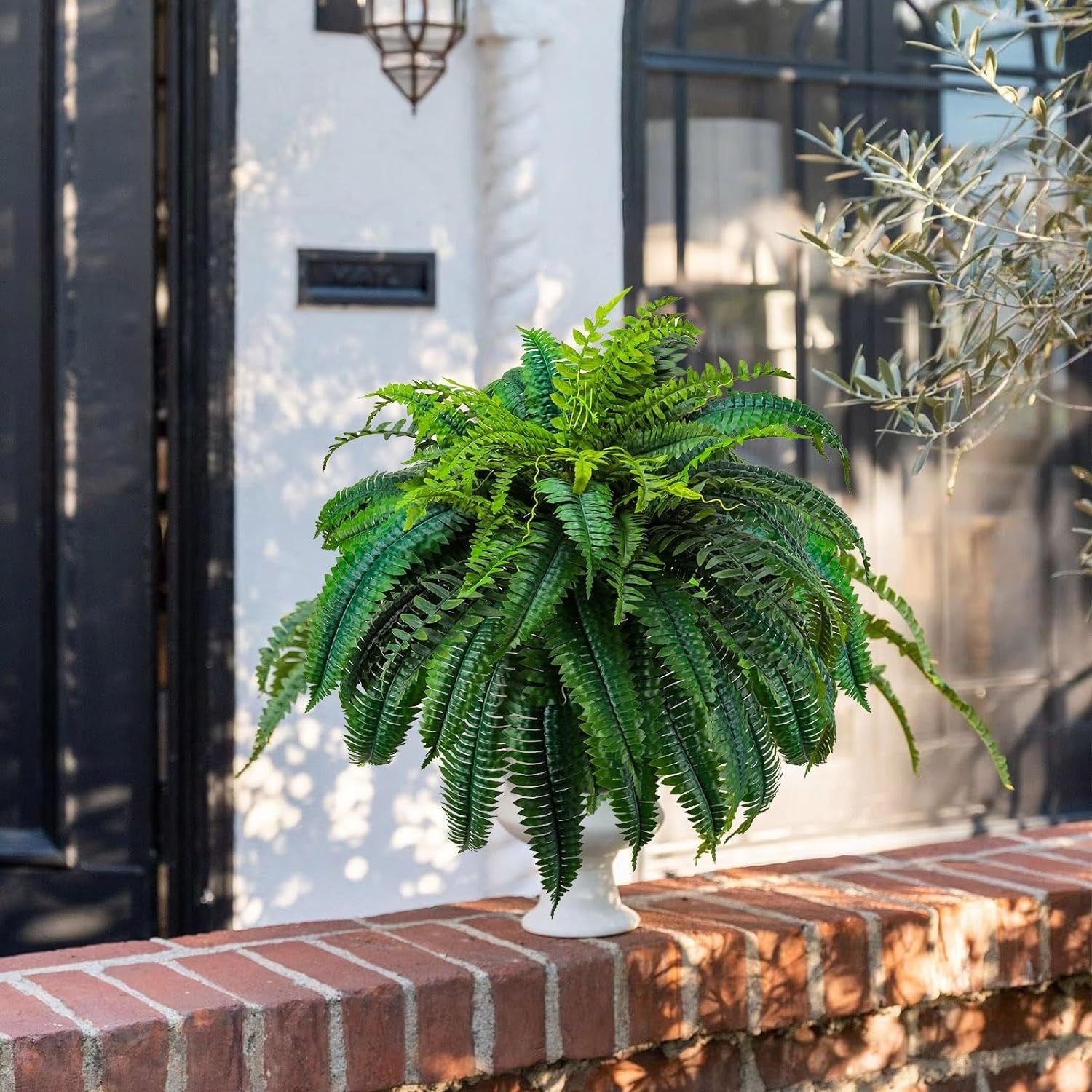 38Leaves 43Inch Lifelike Faux Boston Ferns Updated Realistic Artificial Boston Ferns UV-Resistant Faux Fern Plants Artificial Plant for Indoor & Outdoor Decor